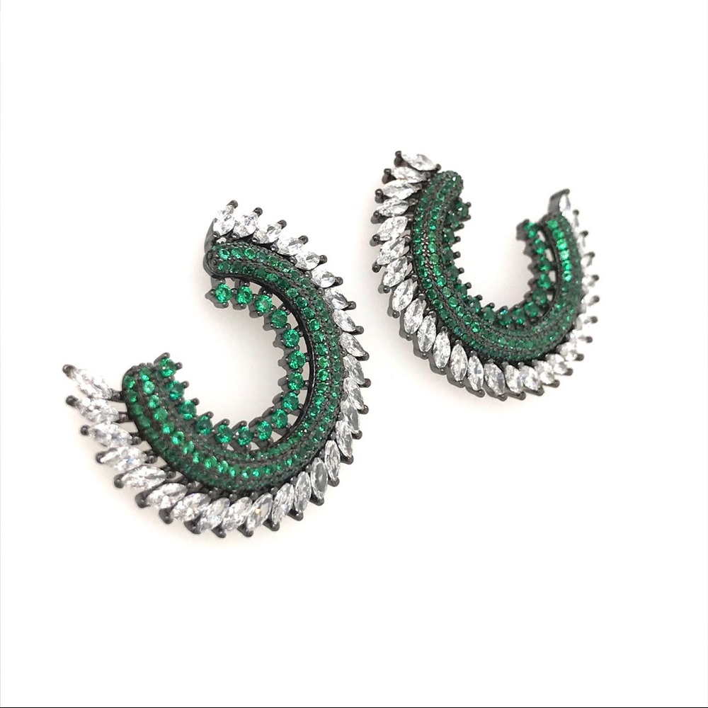 Green and silver earings 925.